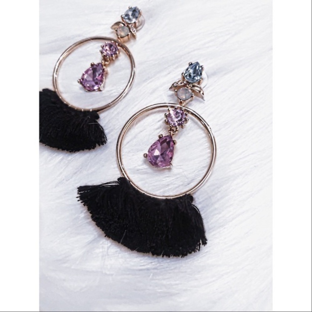 Express tassel circle drop earrings NWT